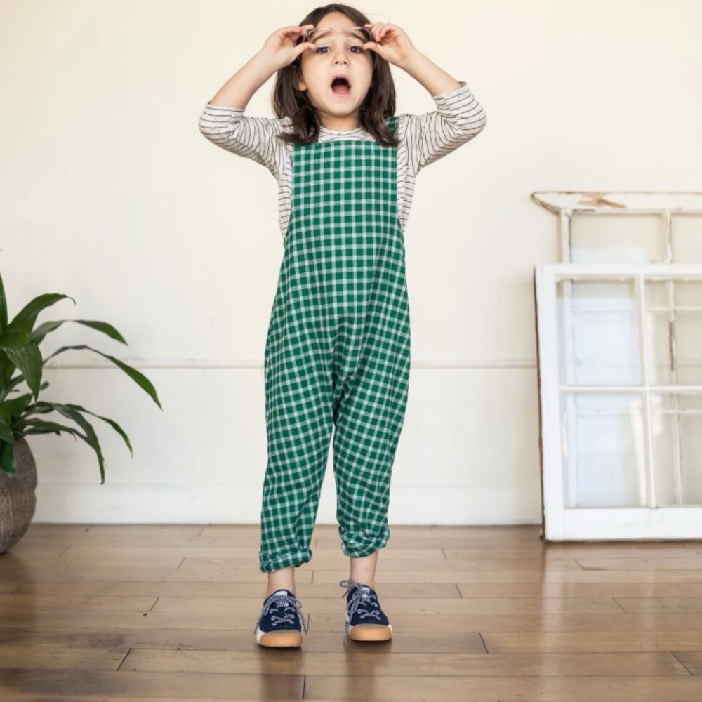Figge Green Gingham Jumpsuit- 4T